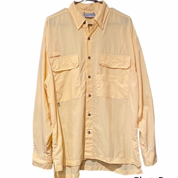 Biscayne Bay Fishing Shirt Yellow Size Medium LongSleeve Vented Back - Picture 1 of 8